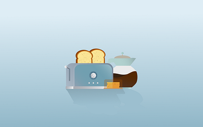 Coffee and Toasts affinity americana bake bread breakfast cafe cheese coffee dinner drink food illustraion isometric lunch toast toaster vector