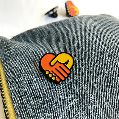 Make Friends Pin custom design handshake heart illustration love make friends pin pin game