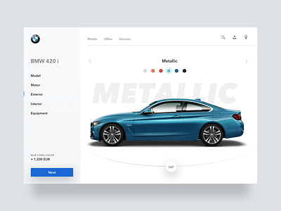 BMW Configurator 360 automotive azure bmw buy car color configurator create custom eshop light metalic minimal minimalist modern redesign uix white theme