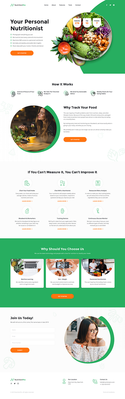 Nutrition UI eat eating food health interfance landing page minimal mockup nutrition nutritionist onepage salad template ui ux web webdesign website