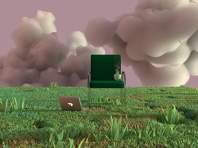 Take a break 3d blender chair cloud grass