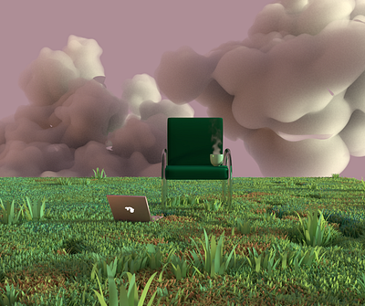 Take a break 3d blender chair cloud grass