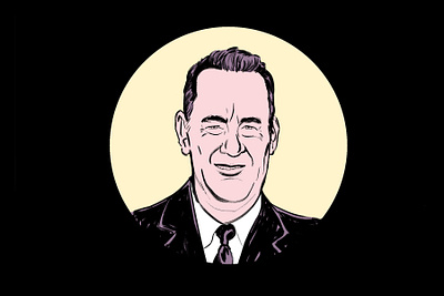 Tom Hanks andyet art comic art design drawing flat design flat illustration illustration painting portrait postcard tom hanks
