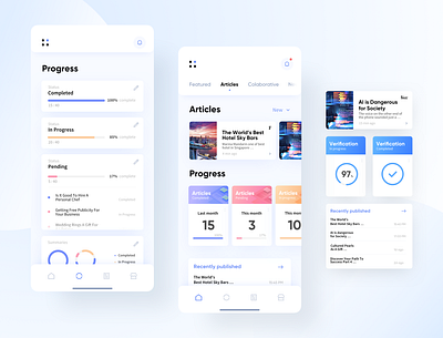 PR agency platform UI admin dashboard article articles communications content content marketing content strategy ecommerce design marketplace media mobile app mobile ui platform platform design progress ui design uiapp uikit verification