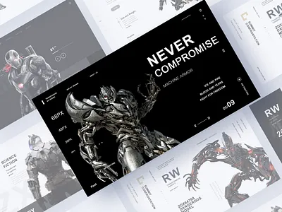 Machine armor 5 black clean game sketch ui web