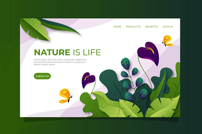 Nature Landing page branding design digital icon illustration illustrator logo ui