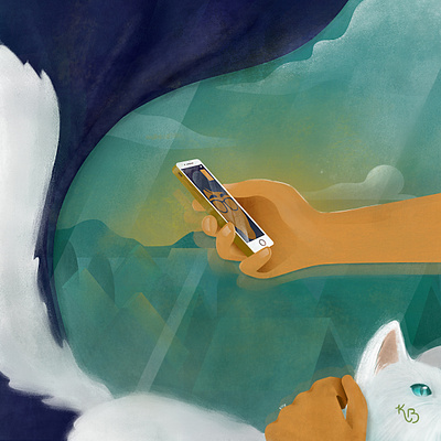 C 36days 36daysoftype cat illustration phone type window