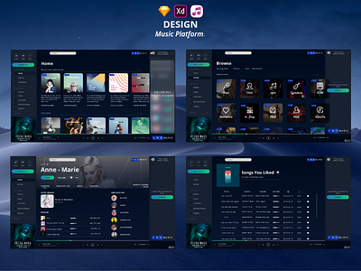 Music Player Layout apple music layout music music platofrm music player music ui kits online music online platform spotify spotify like ui kits web