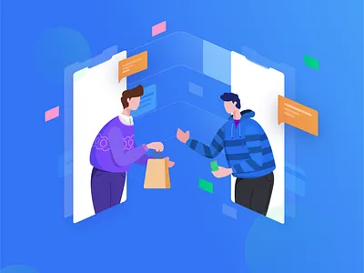Online Shopping app buyer character design dribbble flat graphic illustration minimal mobile money online shop seller shopping ui vector web design
