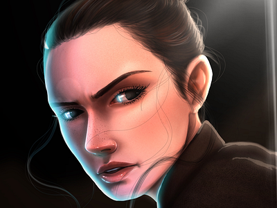 Rey Portrait art concept art digital paint drawing fanart female portrait fine art illustration portrait procreate rey star wars