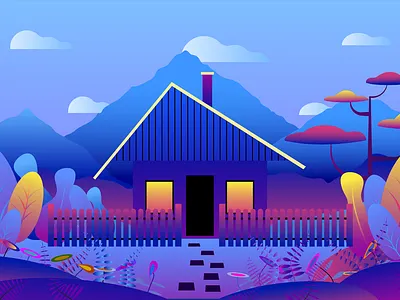 Country landscape-hut apartment architecture cabin chalet cottage country design europe flat home house illustration room rural small summer timbered vector village wooden