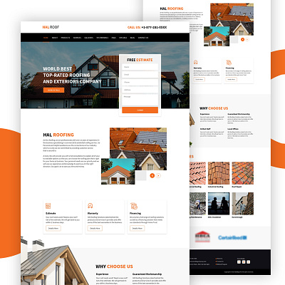 Web UI for Roof Selling Company company construction company house roof roof ui ux web design web template