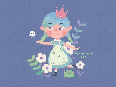 Woods Adventures adventure dandelion design drawing forest girl illustration paint typography