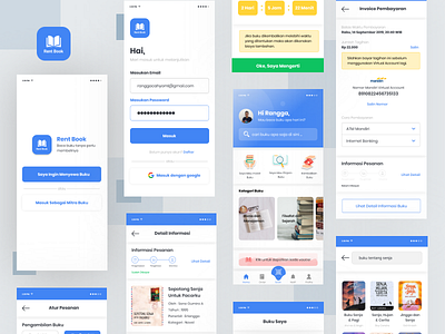 RentBook app blue book clean design flat icon protopie prototype rent simple typography ui ux