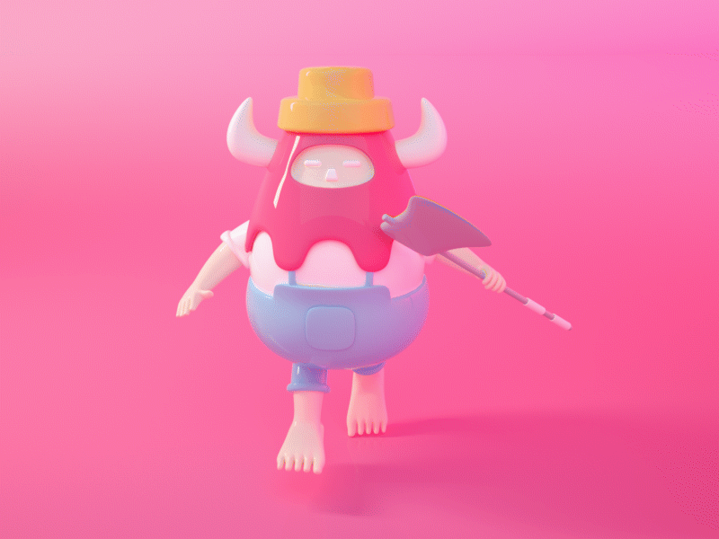 行走的巨斧魔王 c4d 设计
