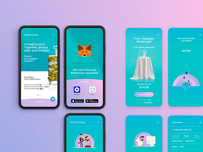 Luggage Crowdsurance 3dsmax app crypto eth illustration metamask mobile protect save service ui ux wallets web3