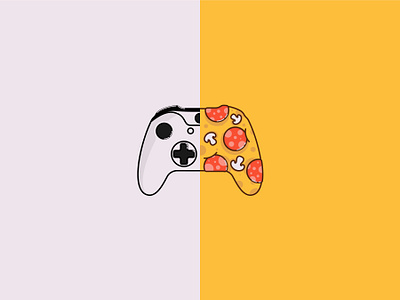 Game 'n' Chill chill flat gamepad illustration lines pizza