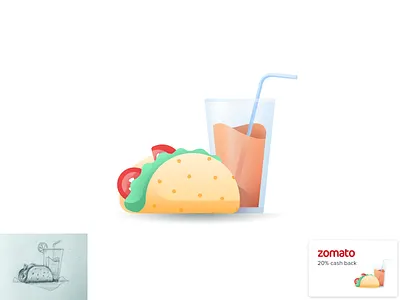 Food Illustration colddrink design etmoney fine arts gradient iconography icons illustration taco ui