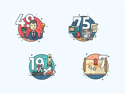 Infographics illustrations corporate flat icon illustration retro vector