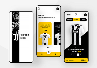 Juventus Store App art basket football home italy juve juventus kit layout light shop sport store ui