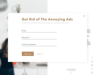 Pop-up / overlay daily ui daily ui 016 dailyui minimalism minimalist design overlay pop up sign up ui ux