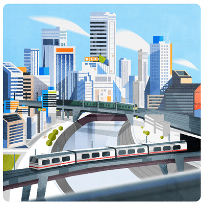 Tokyo trains architecture city cityscape colours illustration illustrator minimalist skyline texture trains vector