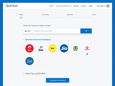 Mobile Recharge Order amount clean design landing page layout operator order page recharge responsive template top up topup ui ux website