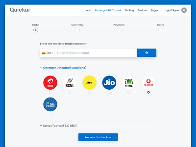 Mobile Recharge Order amount clean design landing page layout operator order page recharge responsive template top up topup ui ux website