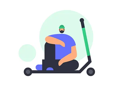 Riding like a pro brand illustration character character design digital illustration illustration illustration art minimalistic product illustration ride sharing app scooter scooters simple illustration vector illustration