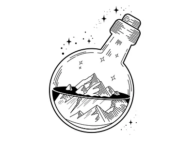 Bottle in the world design illustration