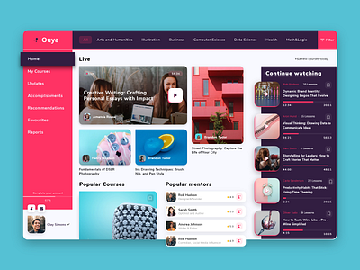 Online Educational Platform dashboard design graphics homepage interface platform sidebar ui ux website