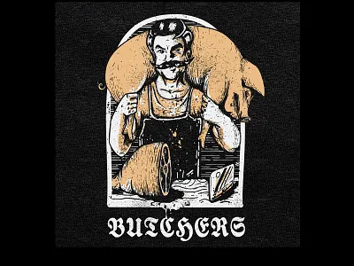 Butchers butcher clasic drawing funny graphic design hipster illustration modern pig retro tshirt design