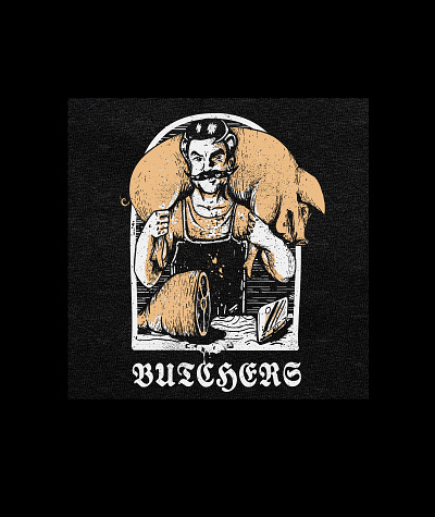 Butchers butcher clasic drawing funny graphic design hipster illustration modern pig retro tshirt design