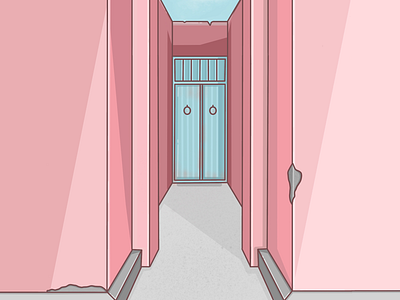 In an Alley architecture art illustration pastel procreate