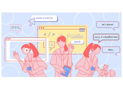 millennium generation art conceptual design generation girl illustration line art millennial poster searching vector