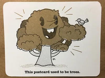 “Everything is Bad” Risograph Postcard Series - Trees card gold illustration metallic postcard print tree typography