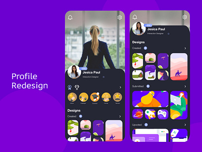 User Profile design dark theme design uidesign user profile