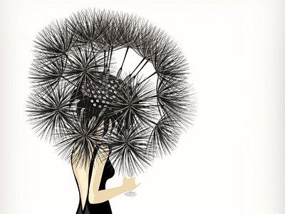 Carelessness amazing art black dress carelessness conception dandelion elegant fabulous fashion freedom hat illustration interpretation luxury modern poster stylish vector visual woman