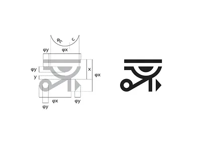 Eye of Horus golden ratio logo black brand identity branding creative design eye eye of horus geometric golden ratio golden ratio logo grid identity logo logo design mark modern personal process symbol vector