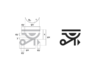 Eye of Horus golden ratio logo black brand identity branding creative design eye eye of horus geometric golden ratio golden ratio logo grid identity logo logo design mark modern personal process symbol vector