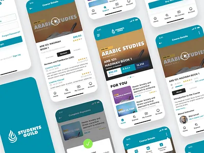 Student Guild Mobile App UI account android app app design courseear ecommerce ios lecture mobile popup settings student teacher udemy ui user experience user interface ux video lecture video player