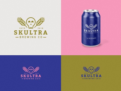Skultra Brewing branding flat logo vector