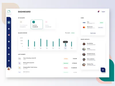 Banking dashboard accounts app bank banking banking app dashboard ui