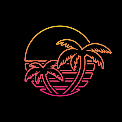 Lined Outrun Sun 80s 90s flatdesign flatvector illustrator minimal minimalist outrun retro retrowave simple synthwave vaporwave vector vectorart vectorillustration