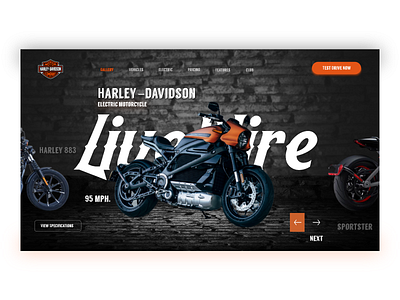 Harley Live wire Landing shot branding clean graphic design illustration ui ux