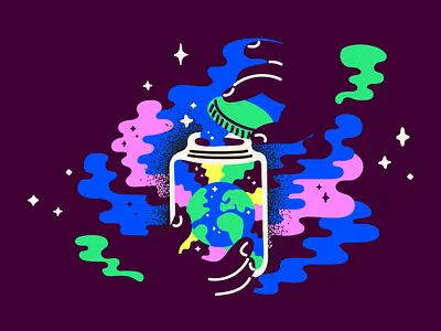 End of Excess 2019 climate earth hands illustration jar plastic rainbow sustainability sustainable vector waste world