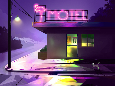 Motel art color colorful design digital digital art digital painting illustration light the neon lights