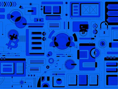 Behind The Product bitcoin blue brand creative crypto cryptocurrency engineering ethereum illustration monochrome qa tech technology userops