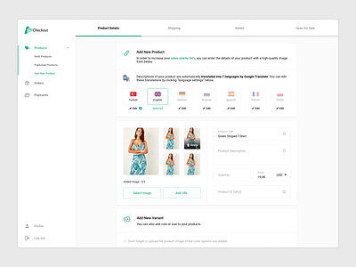 Add Worldwide Product checkout dashboard ecommerce edit product language payment product selling sale user experience user interface worldwide