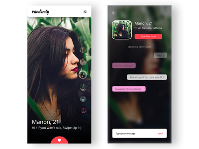 Randomly - Dating App - Minimalist Concept app app design application application design application ui chat app date app dating design design app minimalist mobile mobile app tinder app tinder concept ui design ui ux ui ux design ux design